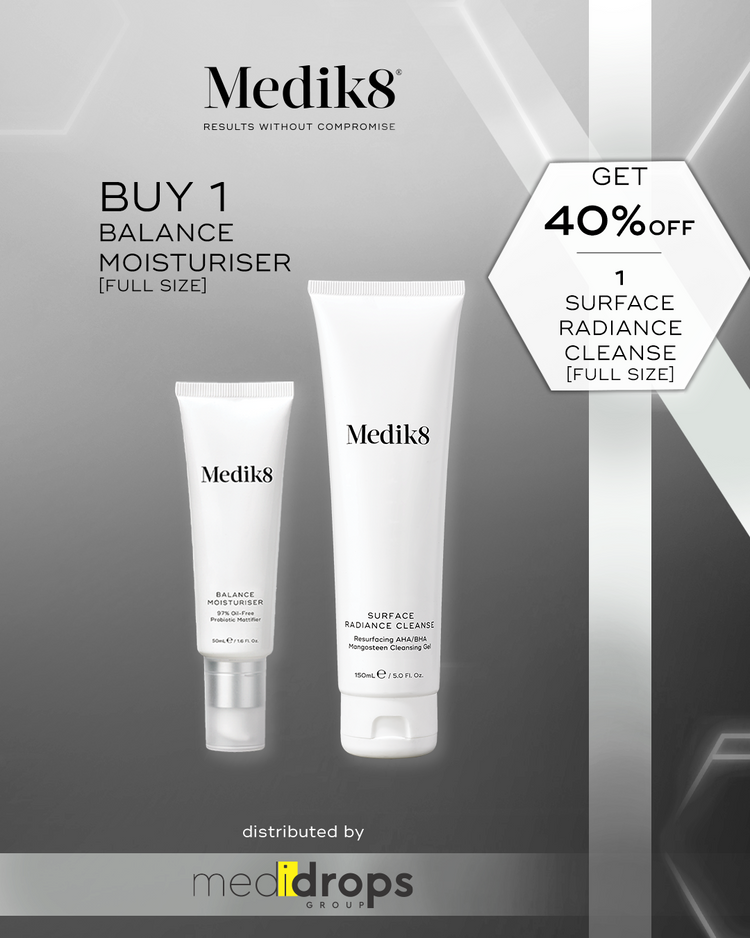 Combo Medik8 Balance Moisturiser & Glycolic Acid Activator 50ml + Surface Radiance Cleanse 150ml